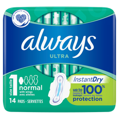 Always Ultra Normal Sanitary Pads with Wings (Size 1) - 14 Pads
