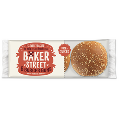 Baker Street 6 Burger Buns with sesame seeds