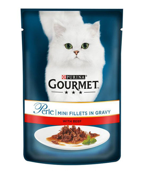 Purina Gourmet Perle Mini Fillets in Gravy Beef 2x85g