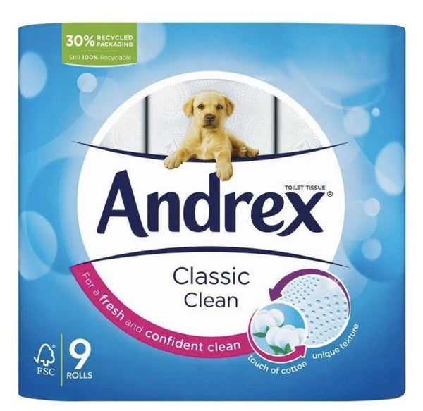 Andrex Classic Clean Toilet Tissue - 9 Rolls - Richmond Greens Grocery