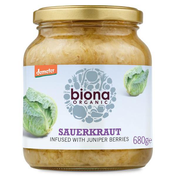 Biona Organic Sauerkraut Infused with Juniper Berries - 680gr - Richmond Greens Grocery