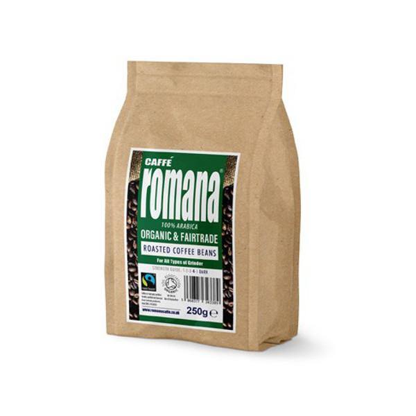 Caffe Romana Organic and Fairtrade 100% Arabica Coffee Beans 250gr - Richmond Greens Grocery