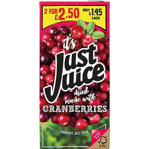 Just Juice with Cranberries 1lt - Richmond Greens Grocery