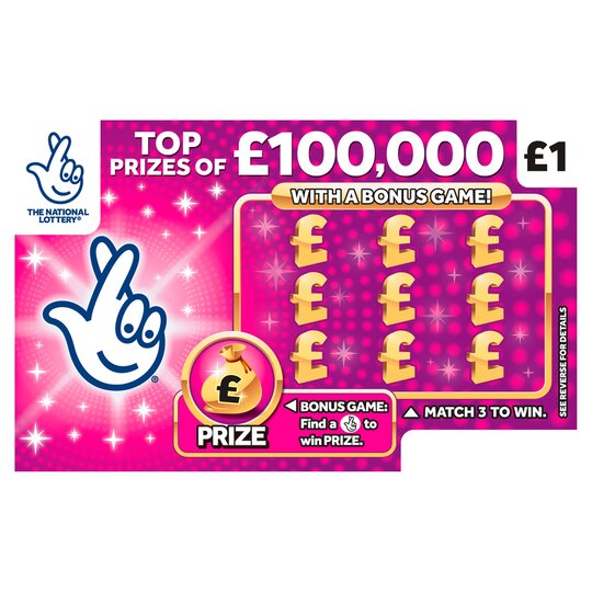 Pink £100K National Lottery Scratchcard