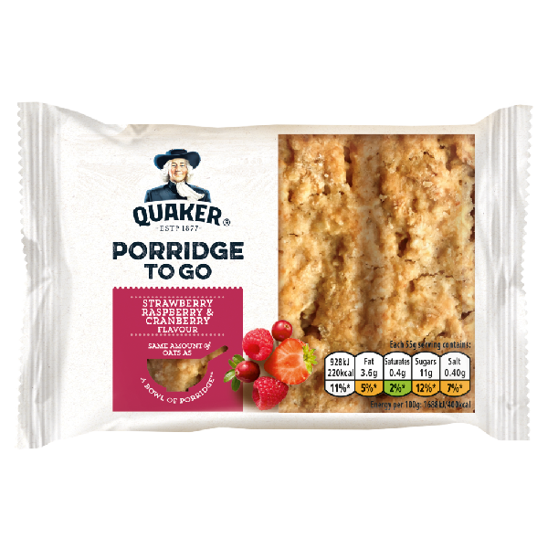 Quaker Porridge to Go Mixed Berries Breakfast Bar 55gr