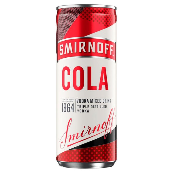Smirnoff Cola Vodka Mixed Drink - Can 250ml