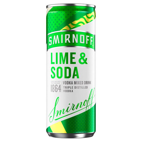 Smirnoff Lime & Soda Vodka Mixed Drink - Can 250ml