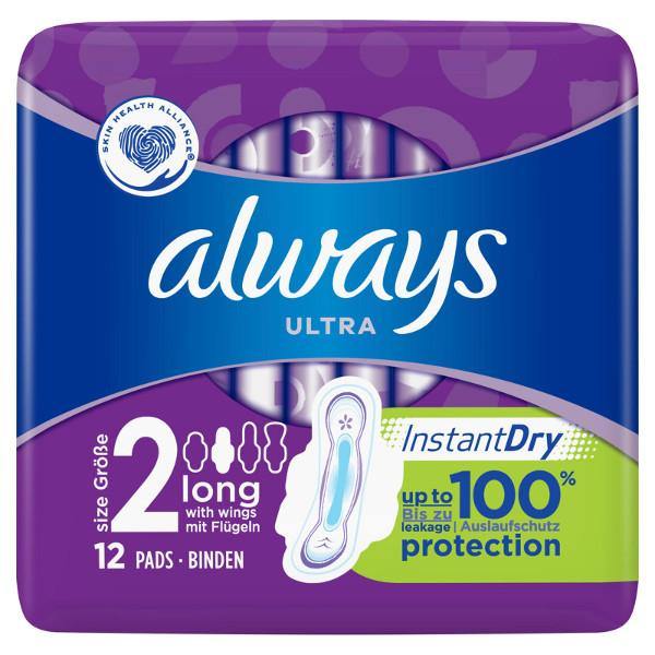 Always Ultra Long Sanitary Pads With Wings (Size 2) - 12 Pads - Richmond Greens Grocery